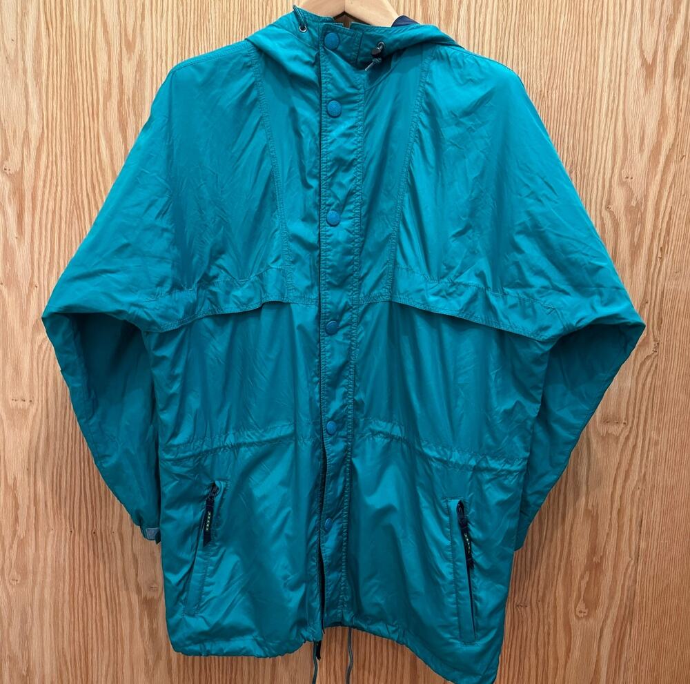 Vintage Ebtek Eddie Bauer Teal Raincoat Windbreaker Men's Medium